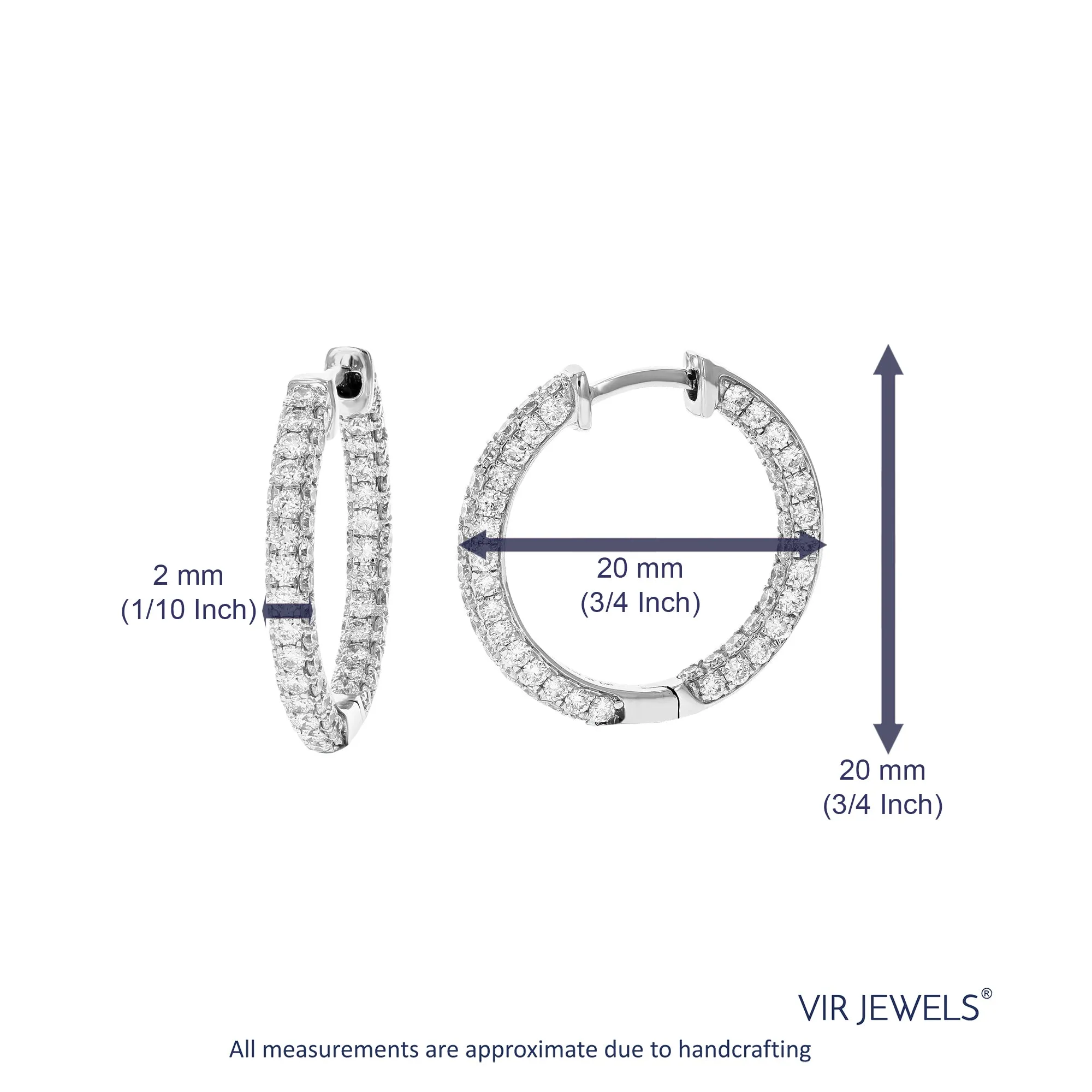 2 cttw Lab Grown Diamond Eternity Hoop Earring 14K White Gold