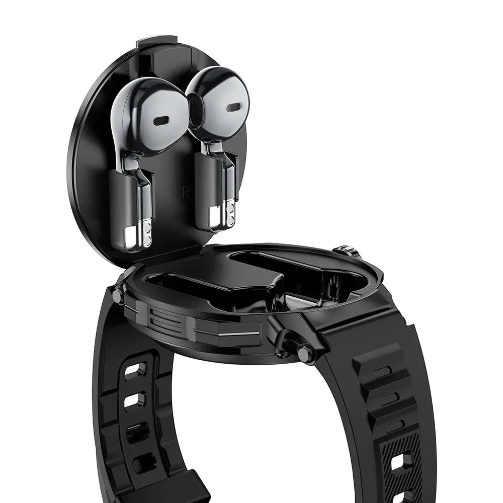 2 in 1 Health Monitoring Smart Watch Bulit-in TWS Headset Sport HD Full Color Screen Waterproof HIFI Sound Quality Bluetooth Earphones