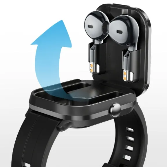 2 in 1 Health Monitoring Smart Watch Bulit-in TWS Headset Sport HD Full Color Screen Waterproof HIFI Sound Quality Bluetooth Earphones