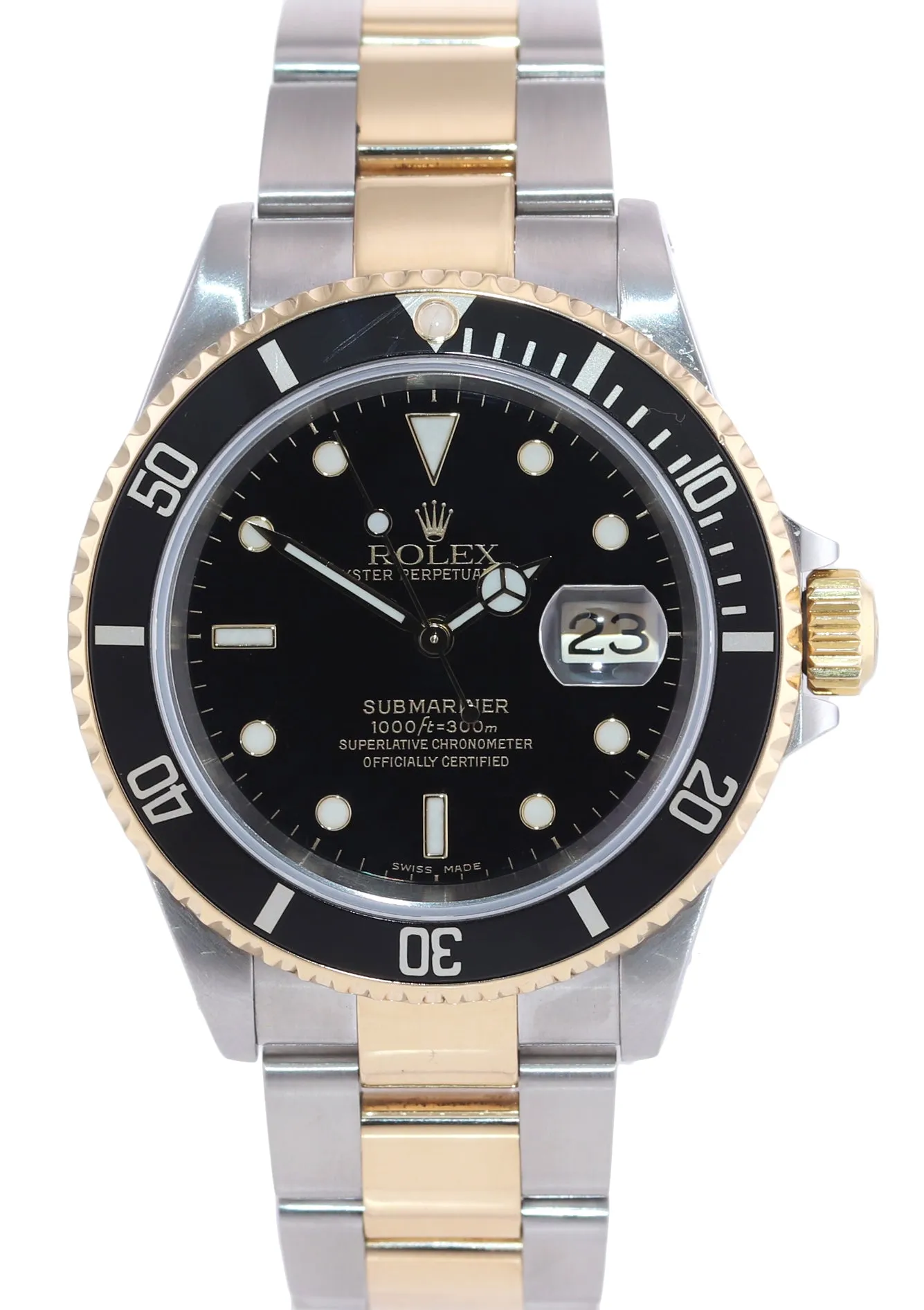 2001 Rolex Submariner 16613 18k Gold Steel Two Tone Black GOLD BUCKLE Watch Box