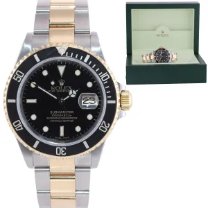 2001 Rolex Submariner 16613 18k Gold Steel Two Tone Black GOLD BUCKLE Watch Box