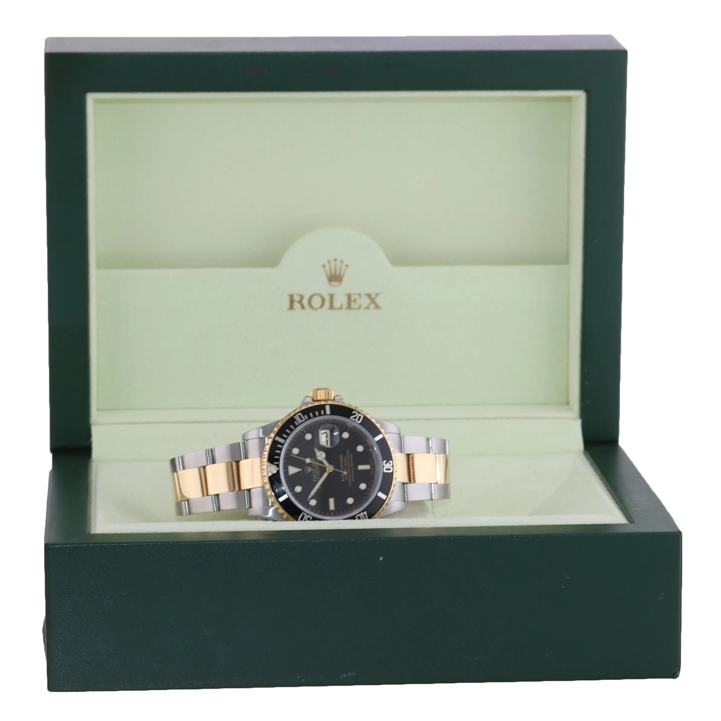 2001 Rolex Submariner 16613 18k Gold Steel Two Tone Black GOLD BUCKLE Watch Box