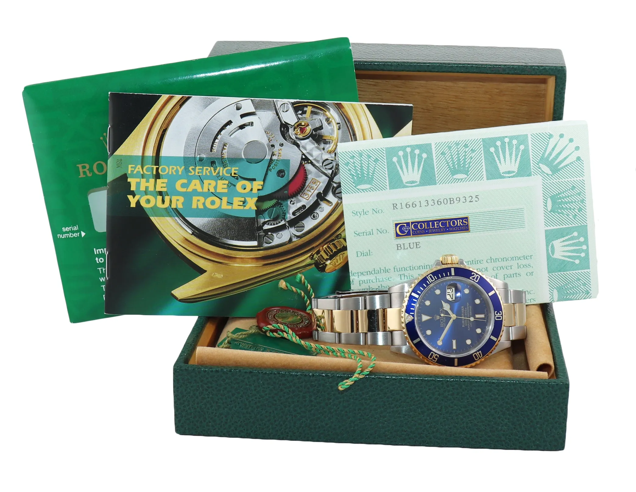 2002 MINT PAPERS Rolex Submariner 16613 Two Tone Gold Blue Dial 40mm Watch Box