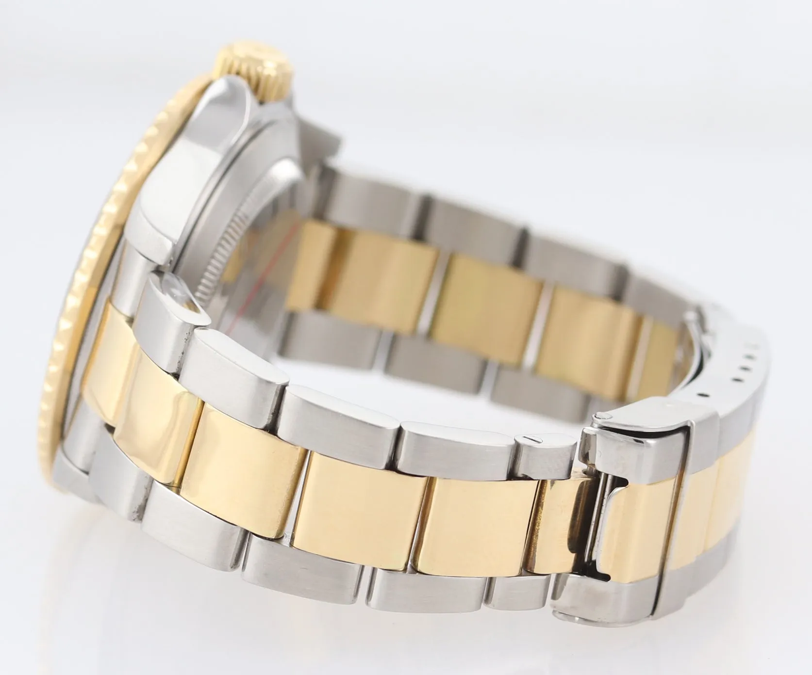 2004 GOLD BUCKLE Rolex Submariner 16613 Two Tone Steel Gold Blue No Holes Watch