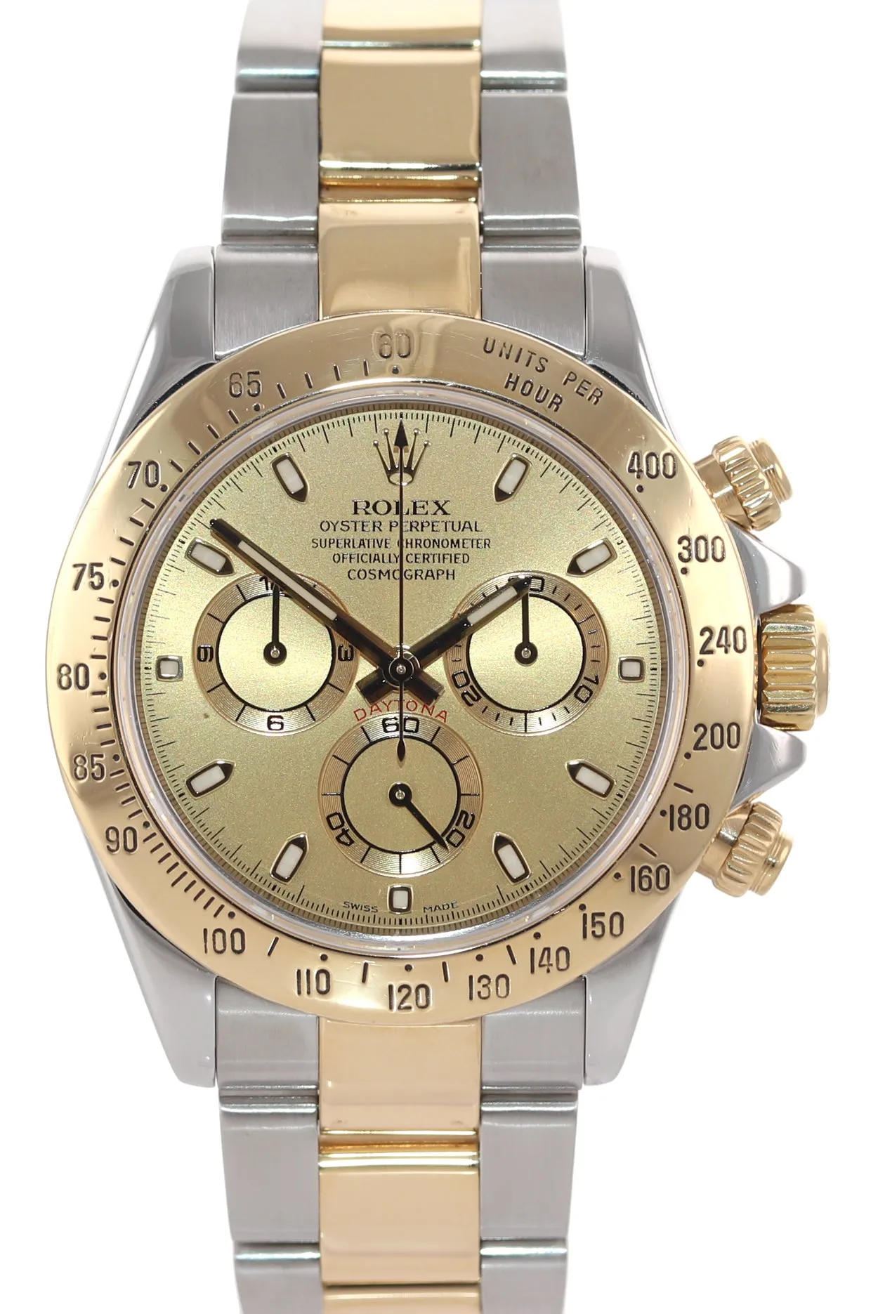 2004 Rolex Daytona 116523 Champagne Steel 18k Yellow Gold Two Tone Steel Watch