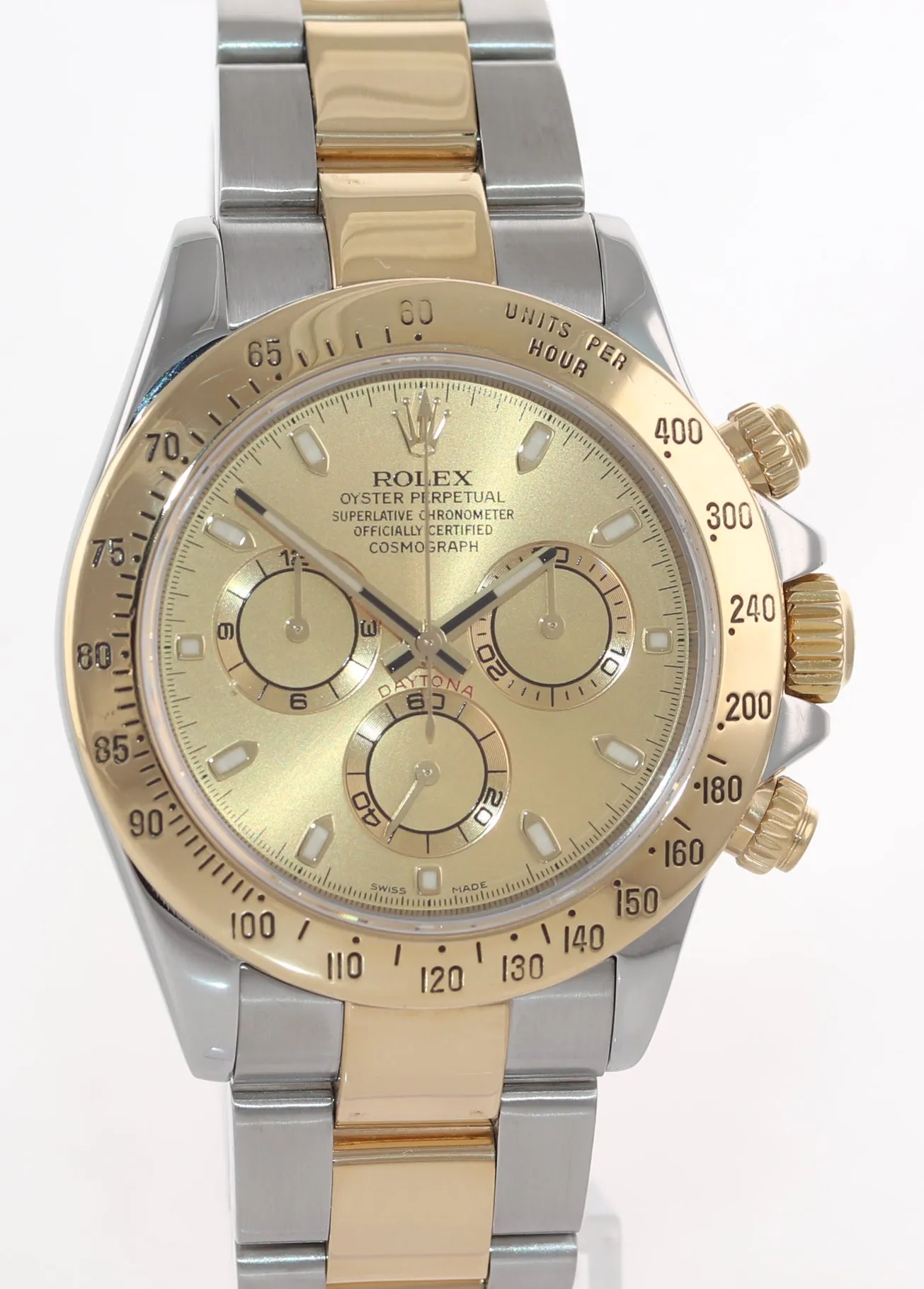 2004 Rolex Daytona 116523 Champagne Steel 18k Yellow Gold Two Tone Steel Watch