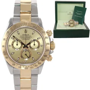 2004 Rolex Daytona 116523 Champagne Steel 18k Yellow Gold Two Tone Steel Watch