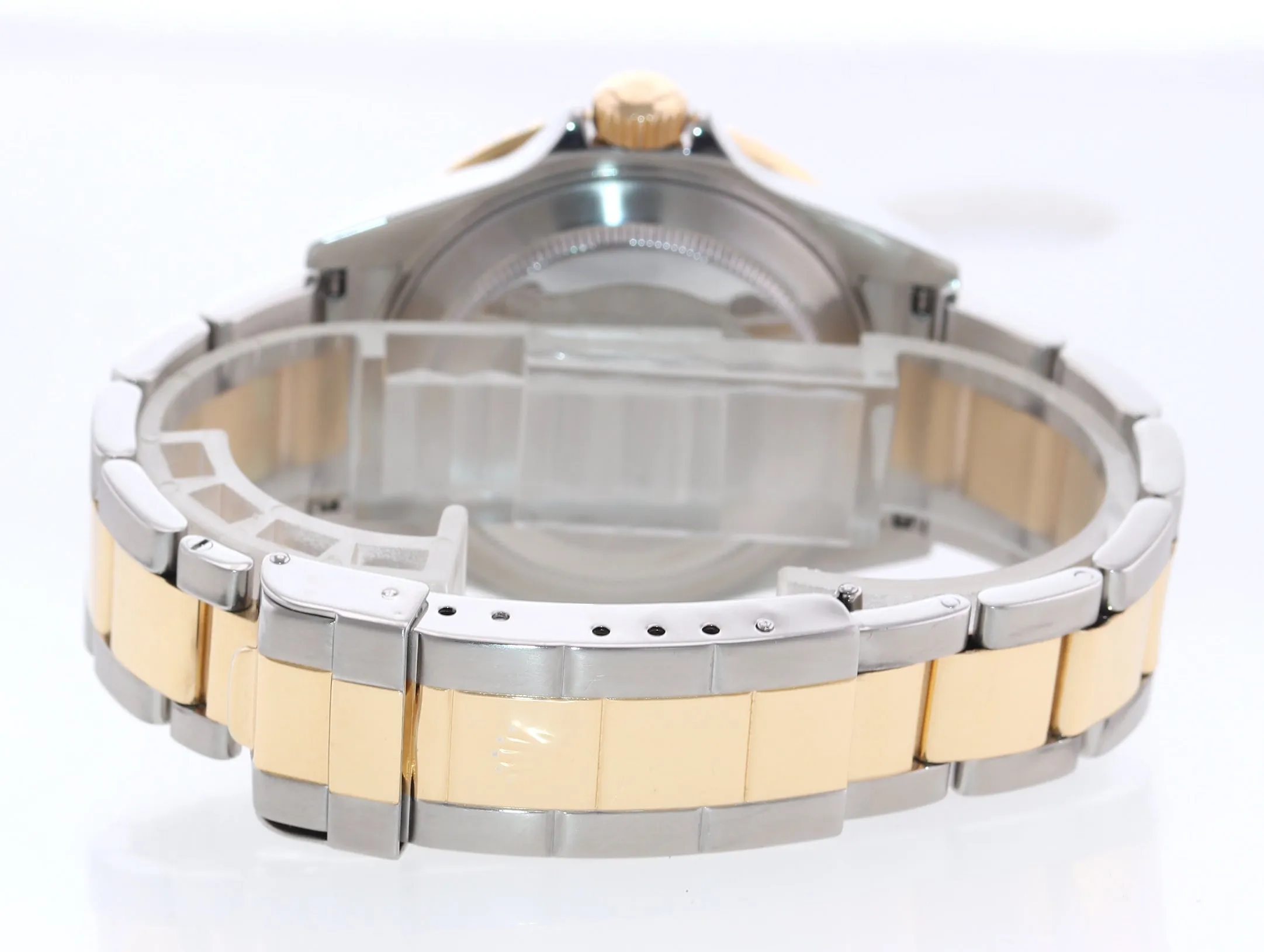 2004 Rolex Submariner 16613 Gold Steel Two Tone Gold Buckle Sunburst Blue Watch