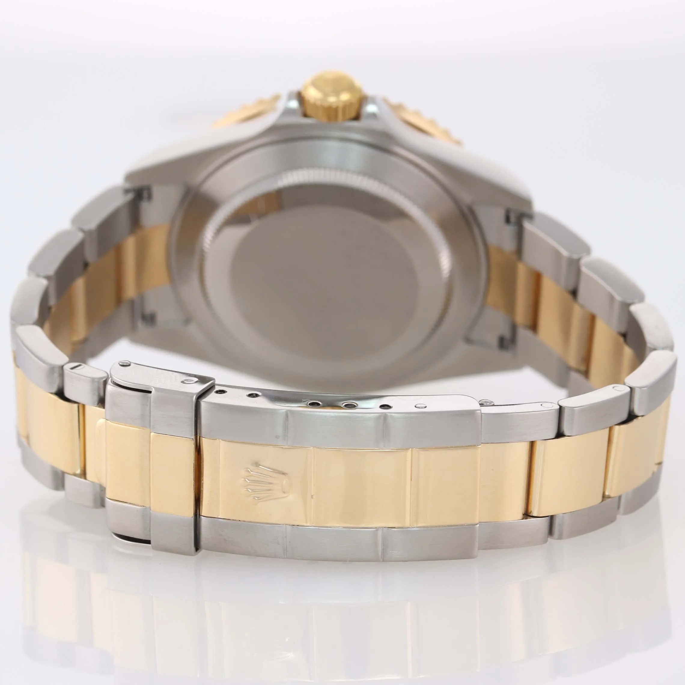 2005 NO HOLES Rolex Submariner 16613 Two Tone Gold Steel Factory Diamond Watch