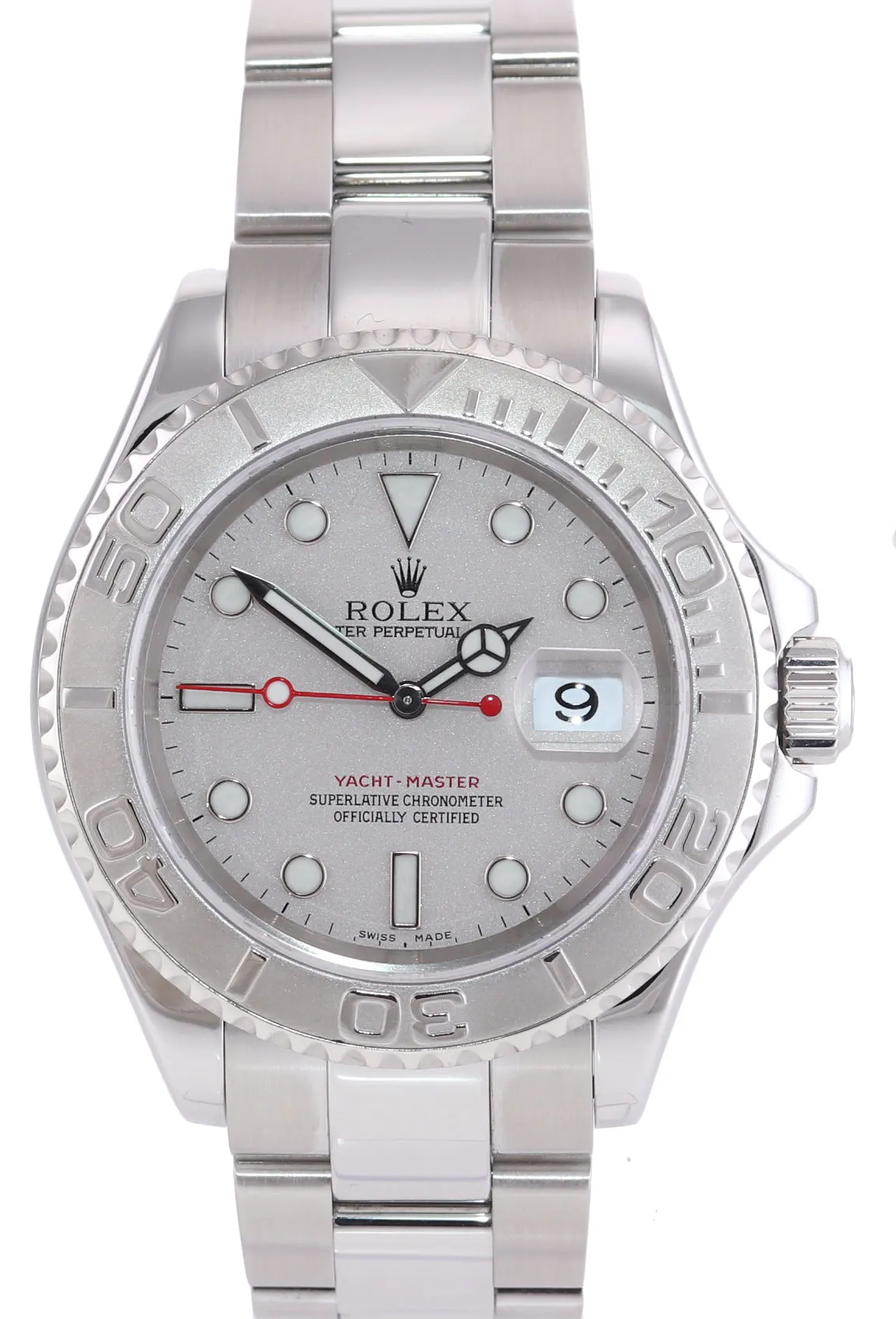 2005 PAPERS Rolex Yacht-Master 16622 Steel Platinum Dial 40mm Watch Box