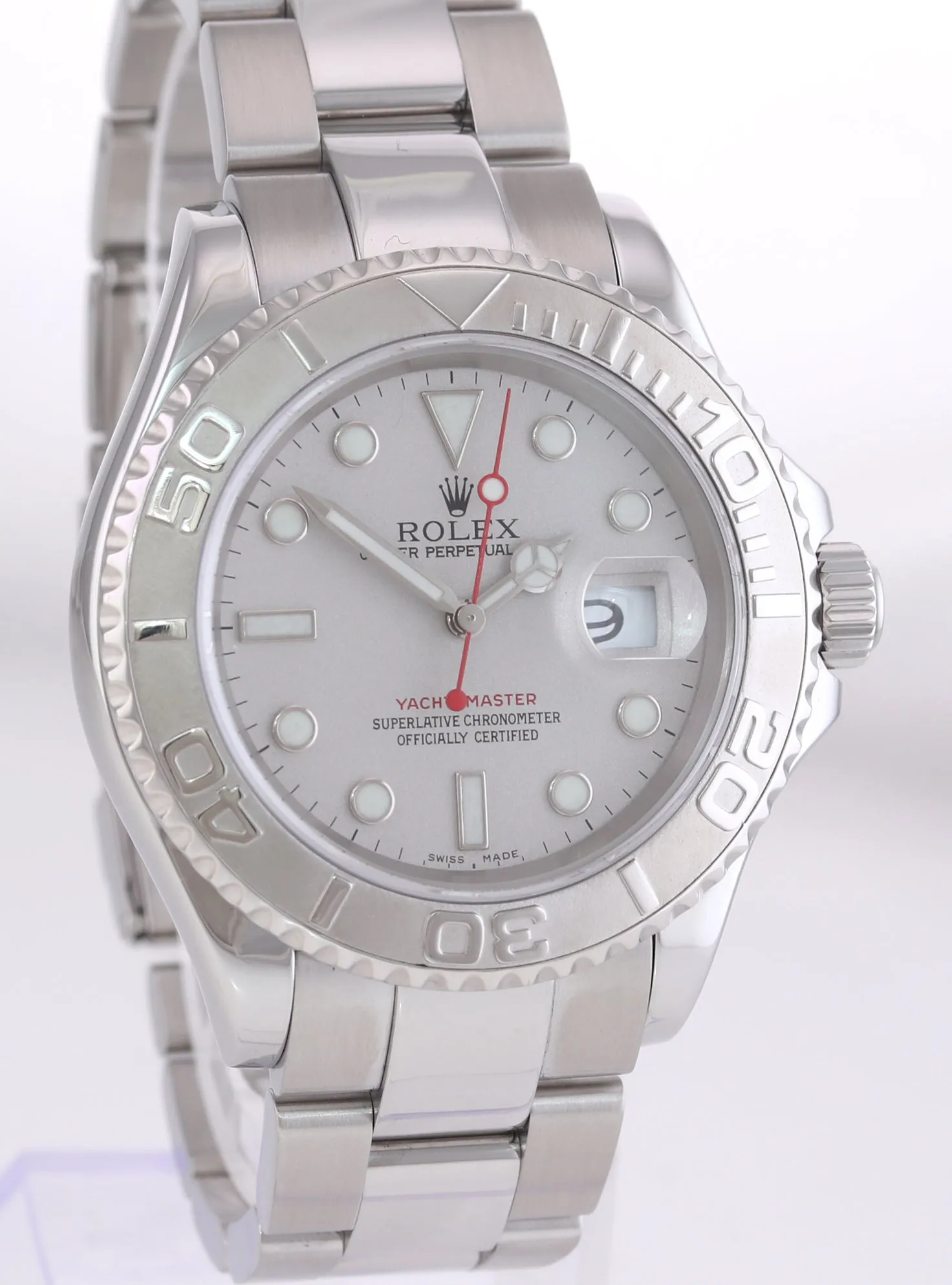2005 PAPERS Rolex Yacht-Master 16622 Steel Platinum Dial 40mm Watch Box