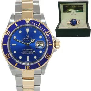 2005 Rolex Submariner 16613 Two Tone Gold Steel Blue Dial no holes Watch Box