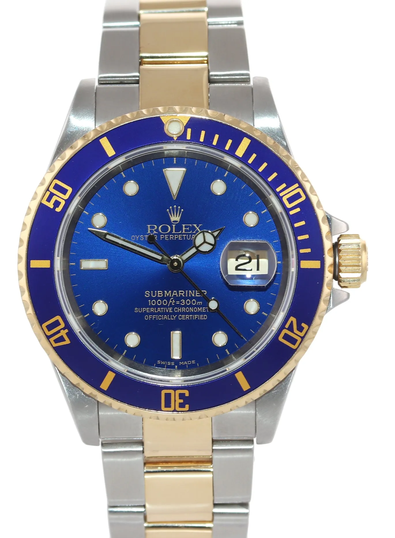 2005 Rolex Submariner 16613 Two Tone Gold Steel Blue Dial no holes Watch Box
