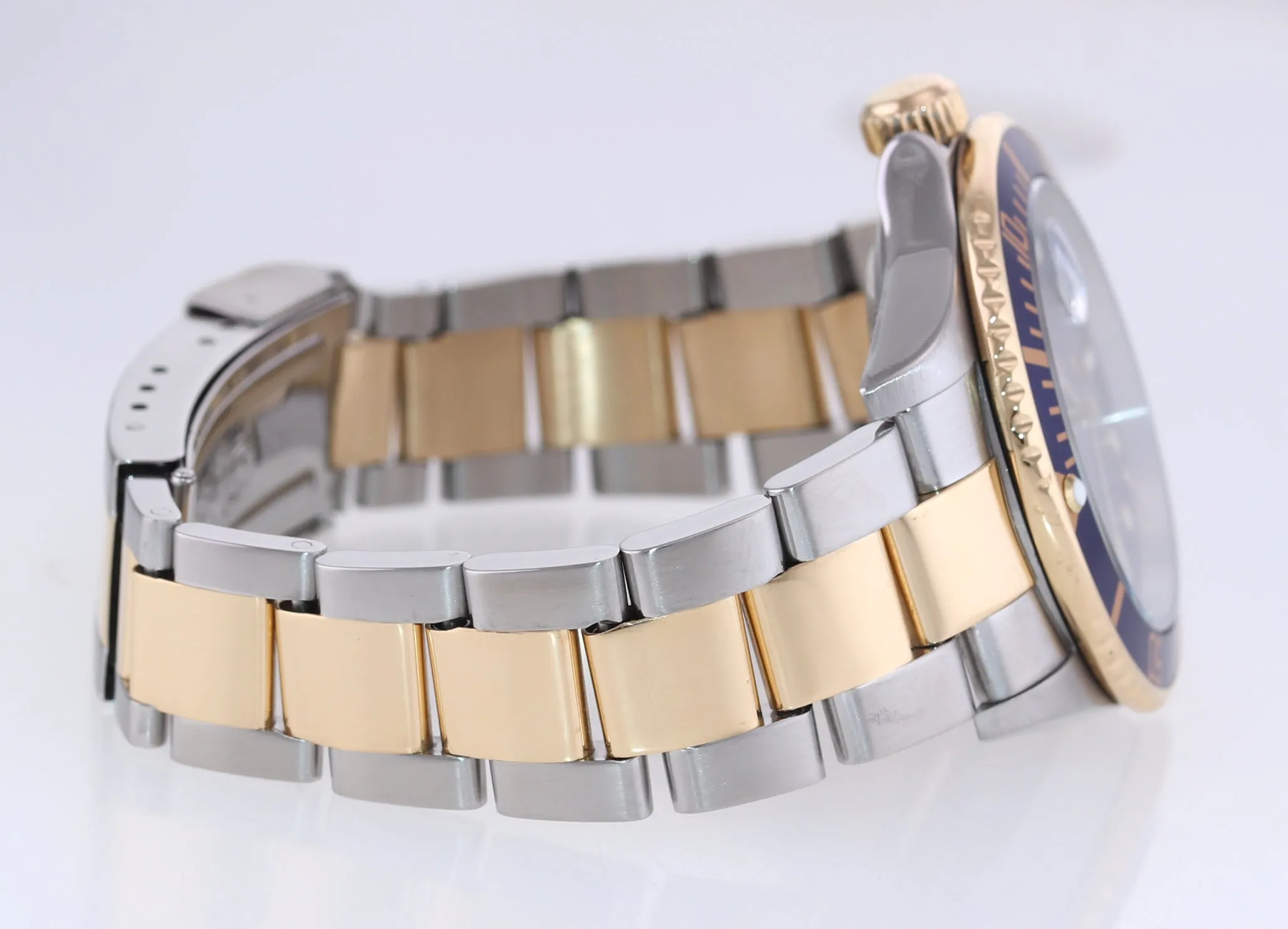 2007 No Holes Rolex Submariner 16613 Gold Steel Two Tone Gold Buckle Blue Watch