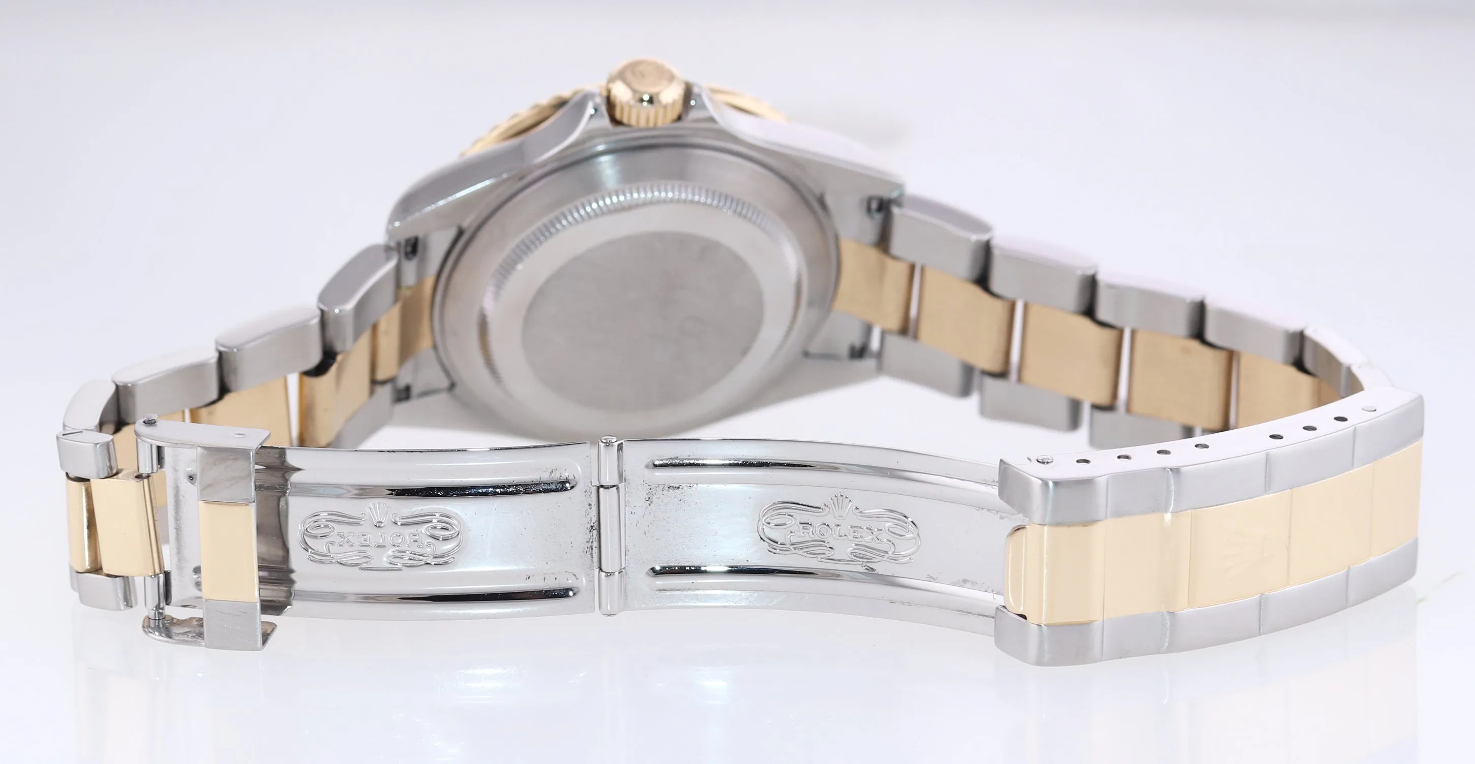 2007 No Holes Rolex Submariner 16613 Gold Steel Two Tone Gold Buckle Blue Watch