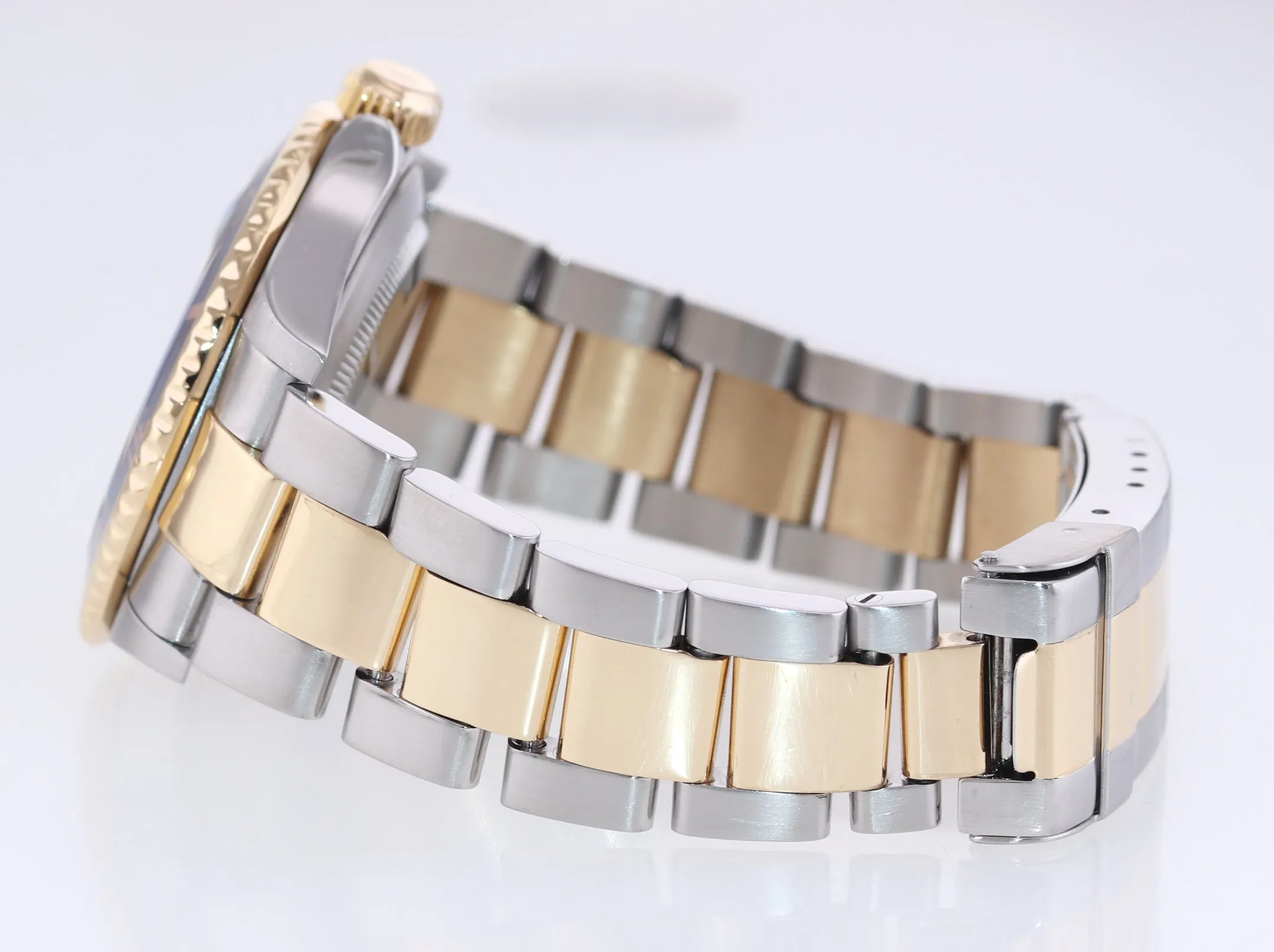 2007 No Holes Rolex Submariner 16613 Gold Steel Two Tone Gold Buckle Blue Watch