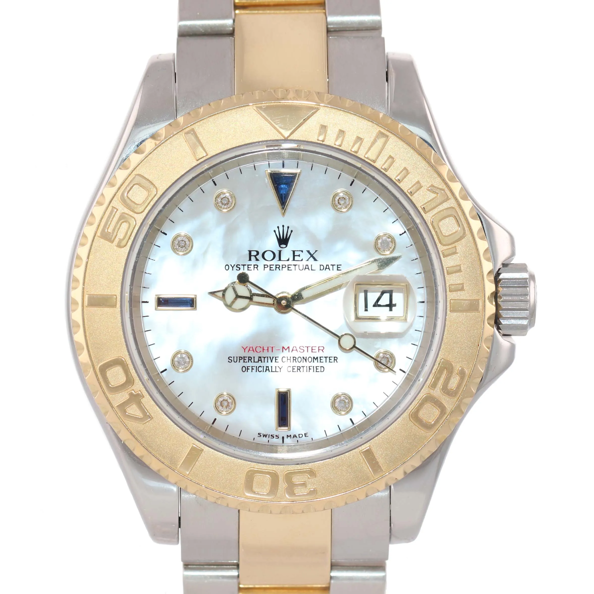 2007 PAPERS FACTORY MOP DIAMOND 16623 Rolex Two Tone Gold Yachtmaster Box Watch