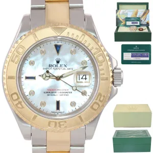 2007 PAPERS FACTORY MOP DIAMOND 16623 Rolex Two Tone Gold Yachtmaster Box Watch