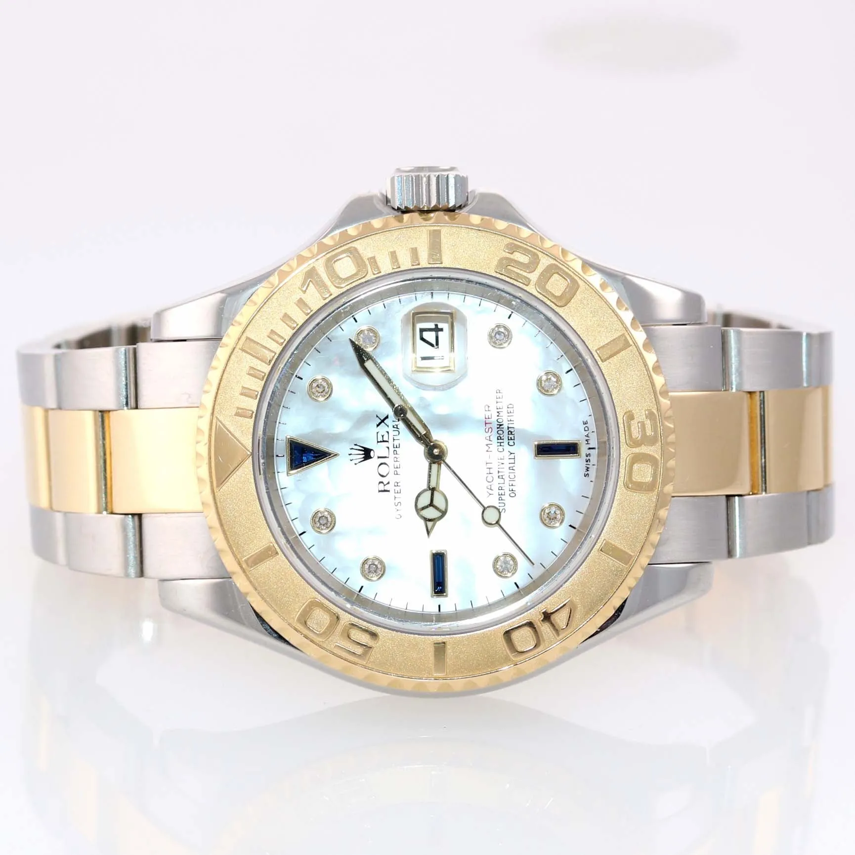 2007 PAPERS FACTORY MOP DIAMOND 16623 Rolex Two Tone Gold Yachtmaster Box Watch