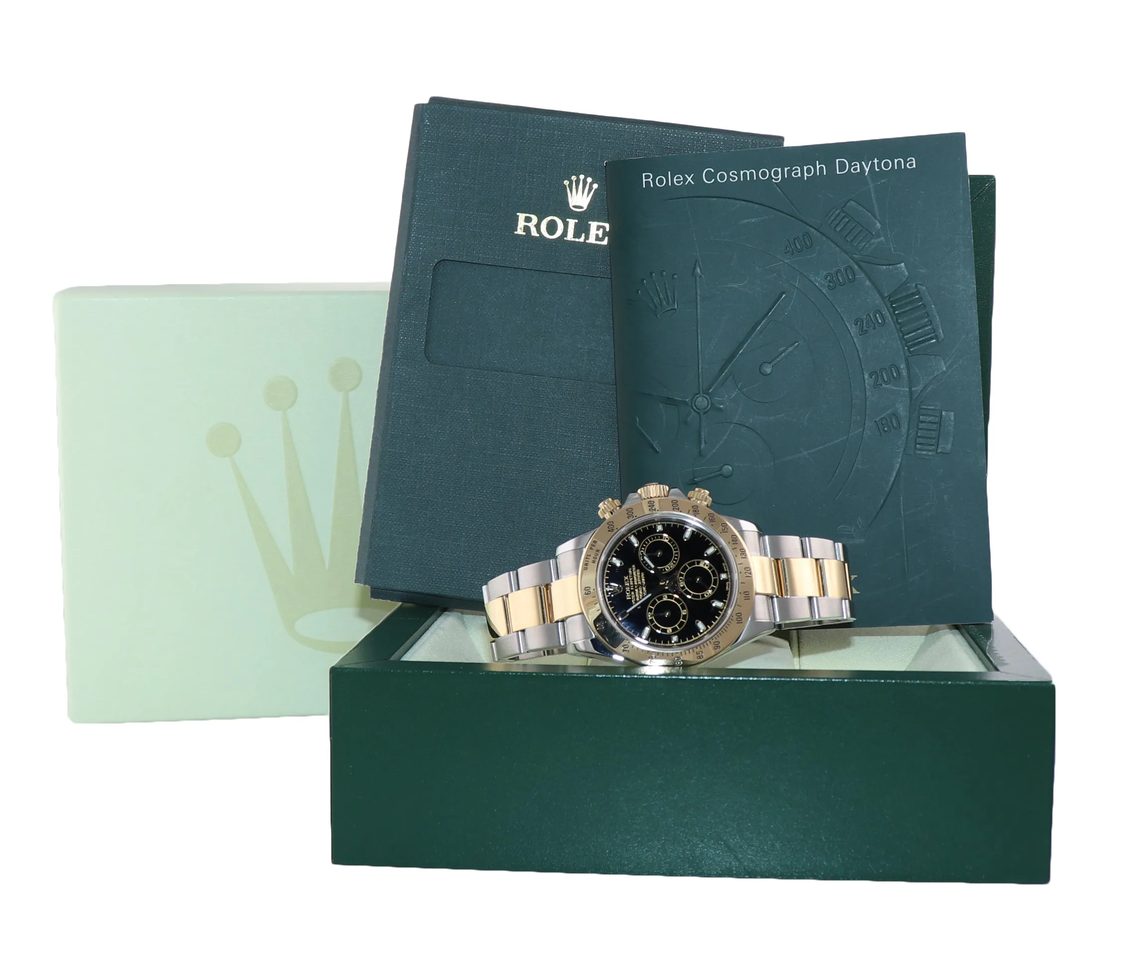 2007 Rolex Daytona 116523 Chrono Black Dial Steel 18k Gold Two Tone Watch Box