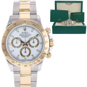 2007 Rolex Daytona 116523 White Steel Yellow Gold Two Tone Watch Box