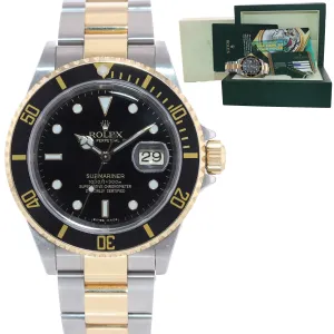 2008 Papers Rehaut Rolex Submariner 16613 Gold Steel Black Watch Box Gold Buckle