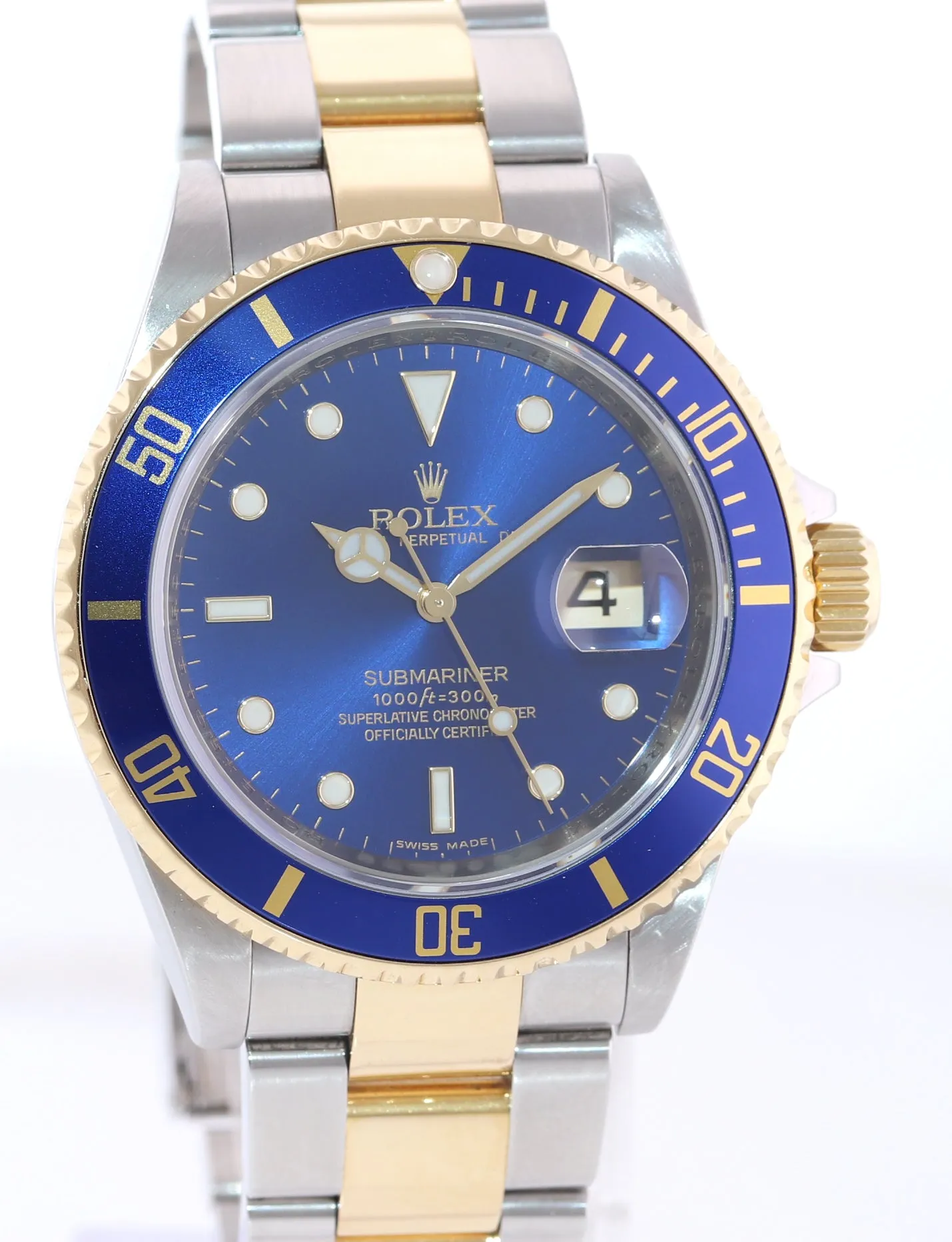 2008 Papers Rehaut Rolex Submariner 16613 Gold Steel Blue Watch Box Gold Buckle