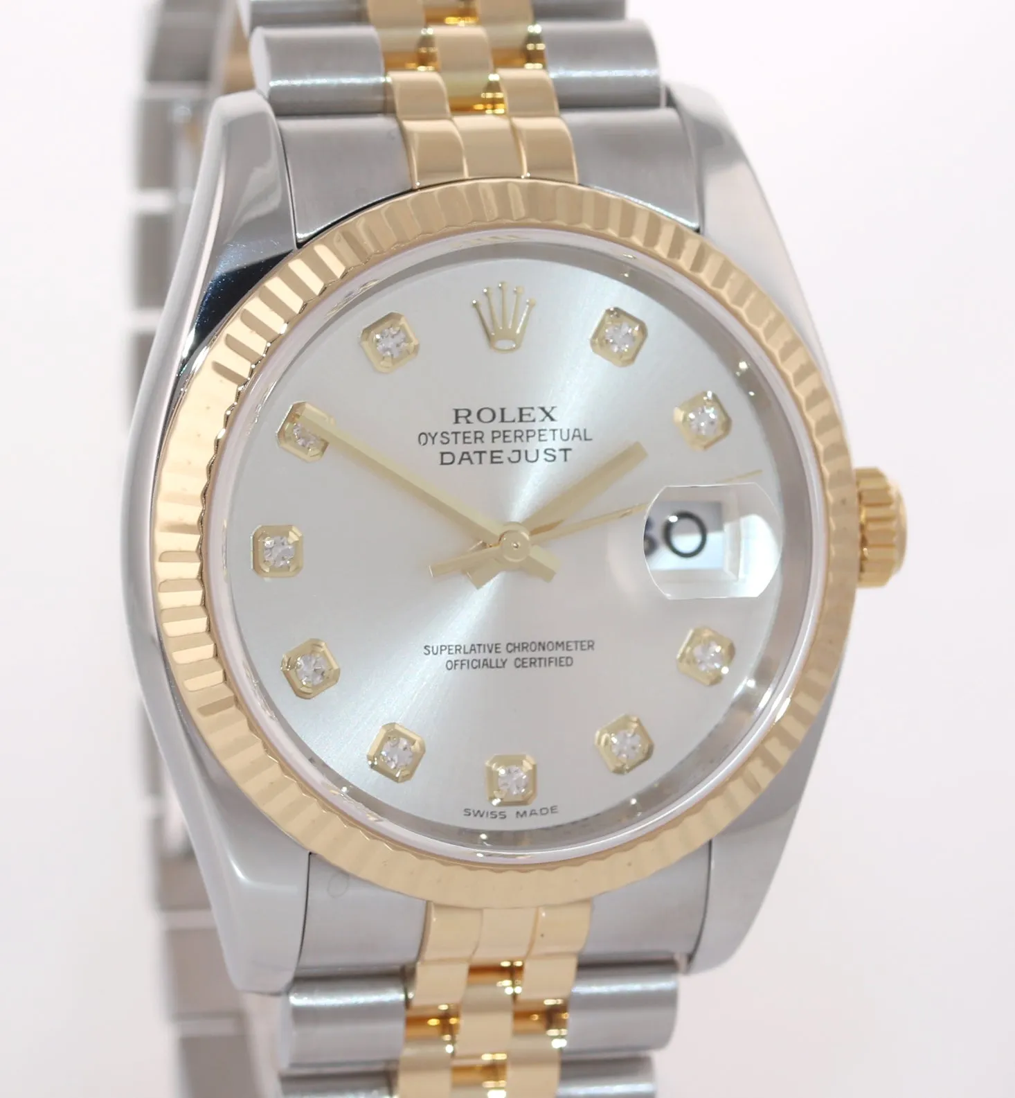 2008 PAPERS Rolex DateJust Jubilee 36mm Diamond 116233 Gold Two Tone Watch Box