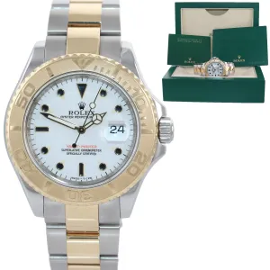 2008 Rolex 16623 Two Tone Gold Steel Yachtmaster White Sapphire Watch Rehaut