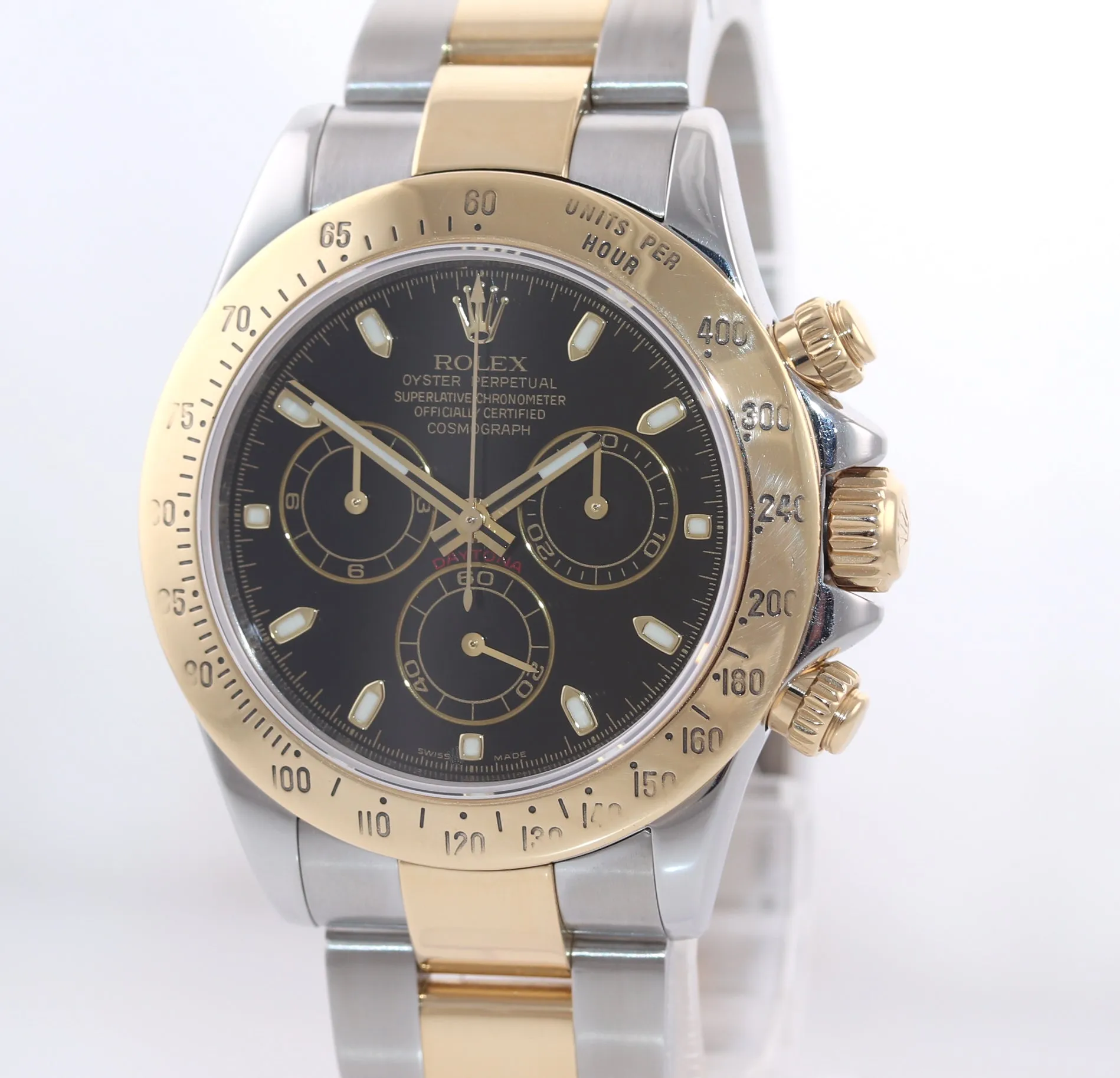 2008 Rolex Daytona 116523 Black Dial Steel 18k Yellow Gold Two Tone Watch Box