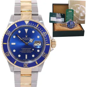 2014 RSC PAPERS Rolex Submariner 16613 Two Tone Steel 18k Gold Blue Watch Box