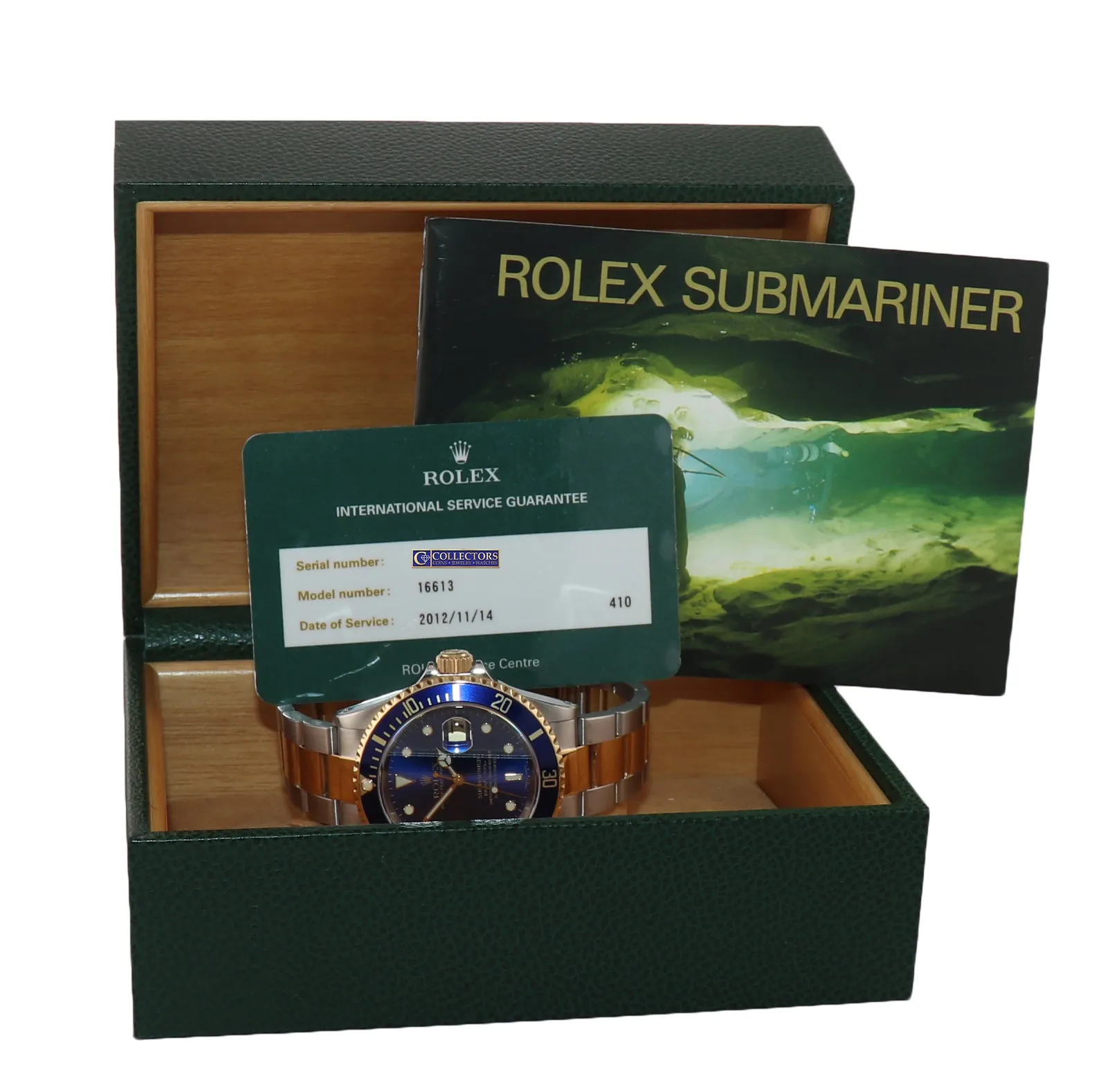 2014 RSC PAPERS Rolex Submariner 16613 Two Tone Steel 18k Gold Blue Watch Box