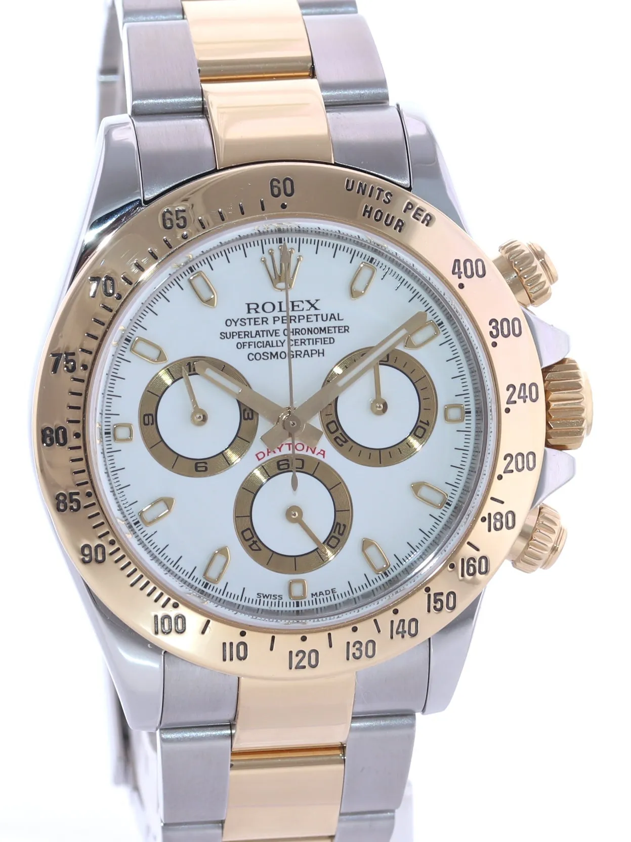 2015 Rolex Daytona 116523 Chronograph White Steel Yellow Gold Two Tone Watch Box