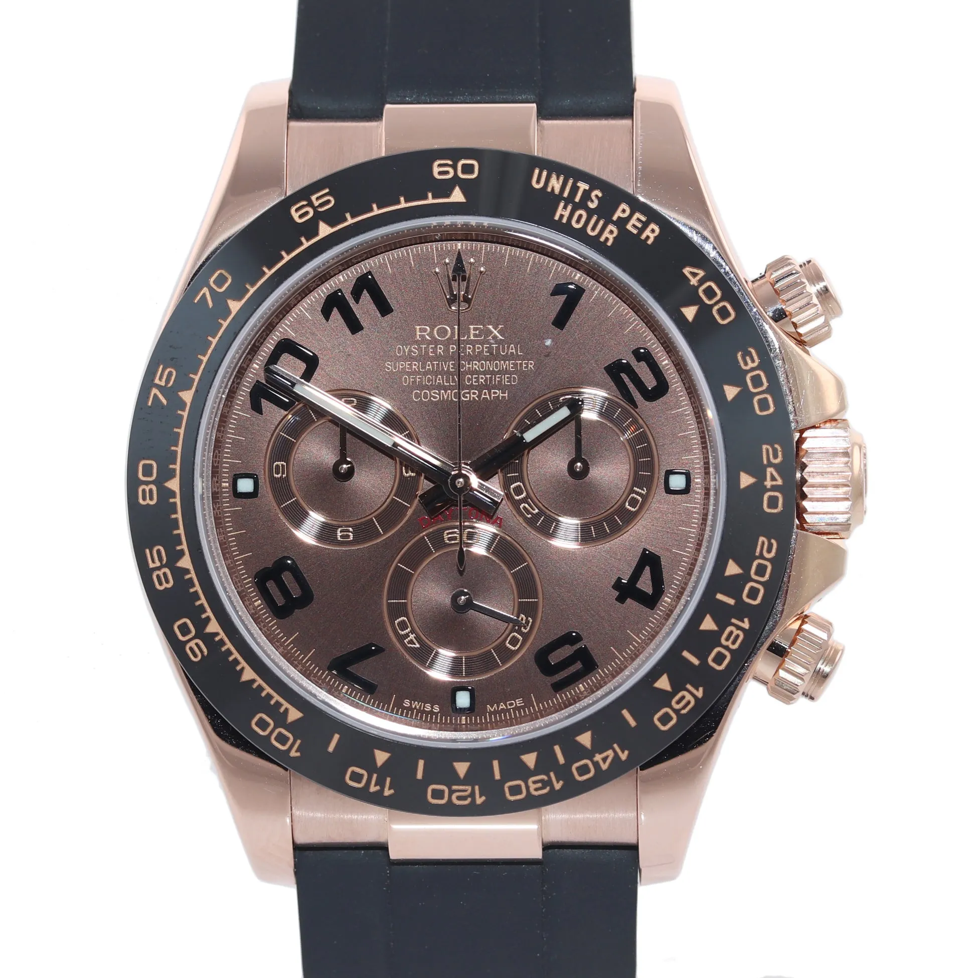 2016 Rolex Daytona Chocolate Oysterflex Ceramic 116515 18K Rose Gold 40mm Watch