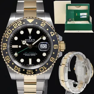 2017 MINT PAPERS Rolex GMT-Master 2 Ceramic 116713 Black Two Tone Steel Gold Watch