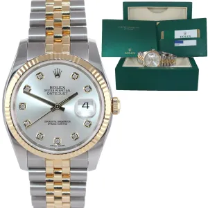 2017 PAPERS Rolex DateJust Jubilee Two Tone Silver Diamond 116233 Gold Watch BOX