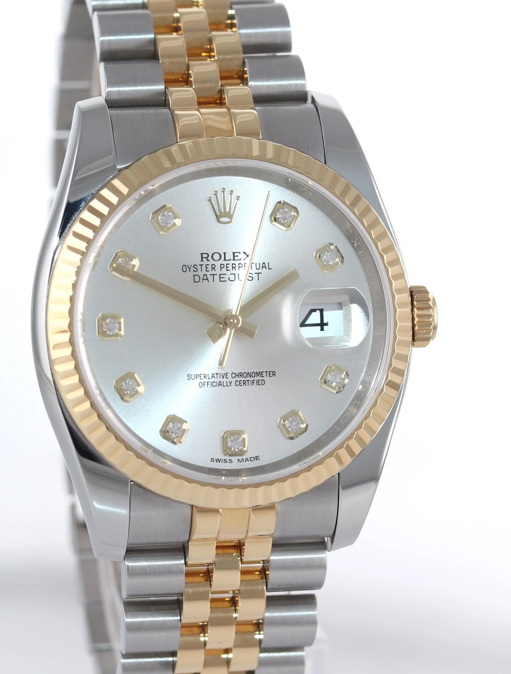 2017 PAPERS Rolex DateJust Jubilee Two Tone Silver Diamond 116233 Gold Watch BOX