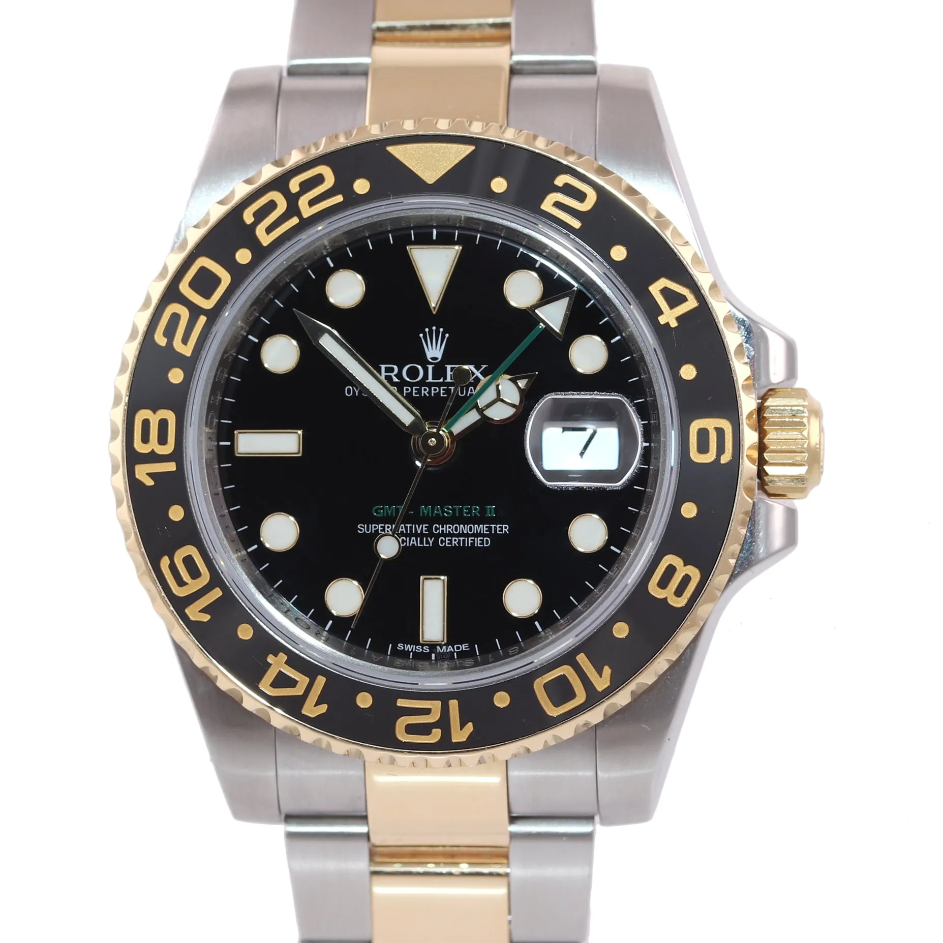 2017 Rolex GMT-Master 2 Ceramic 116713 Black Green Two Tone Steel Gold Watch Box