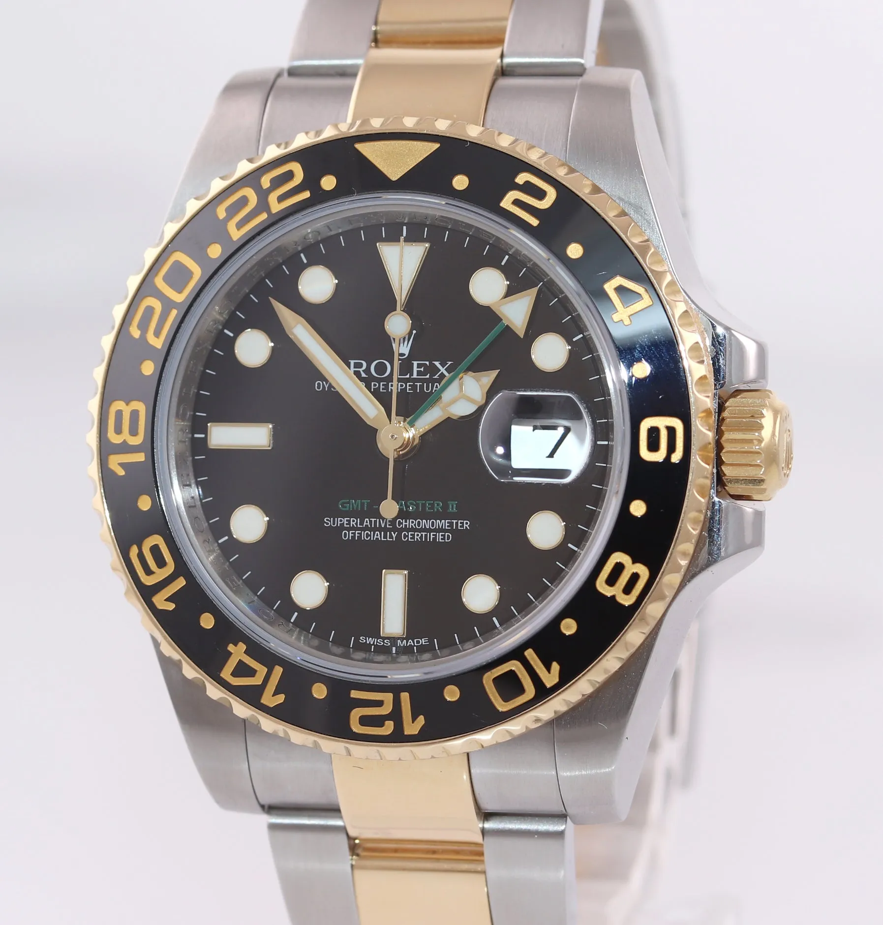 2017 Rolex GMT-Master 2 Ceramic 116713 Black Green Two Tone Steel Gold Watch Box