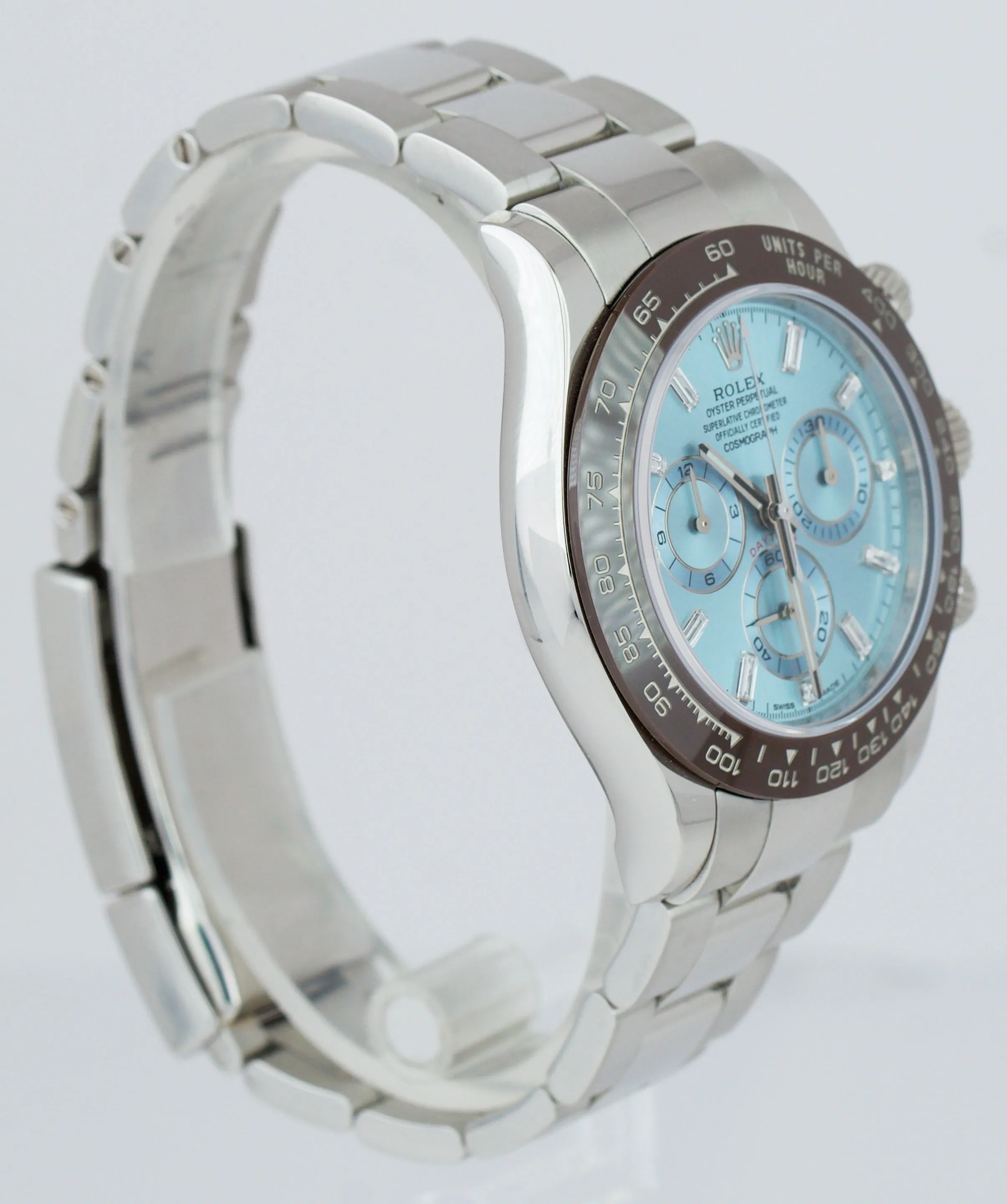 2019 Rolex Daytona Platinum Glacier ICE BAGUETTE DIAMOND DIAL Watch 116506