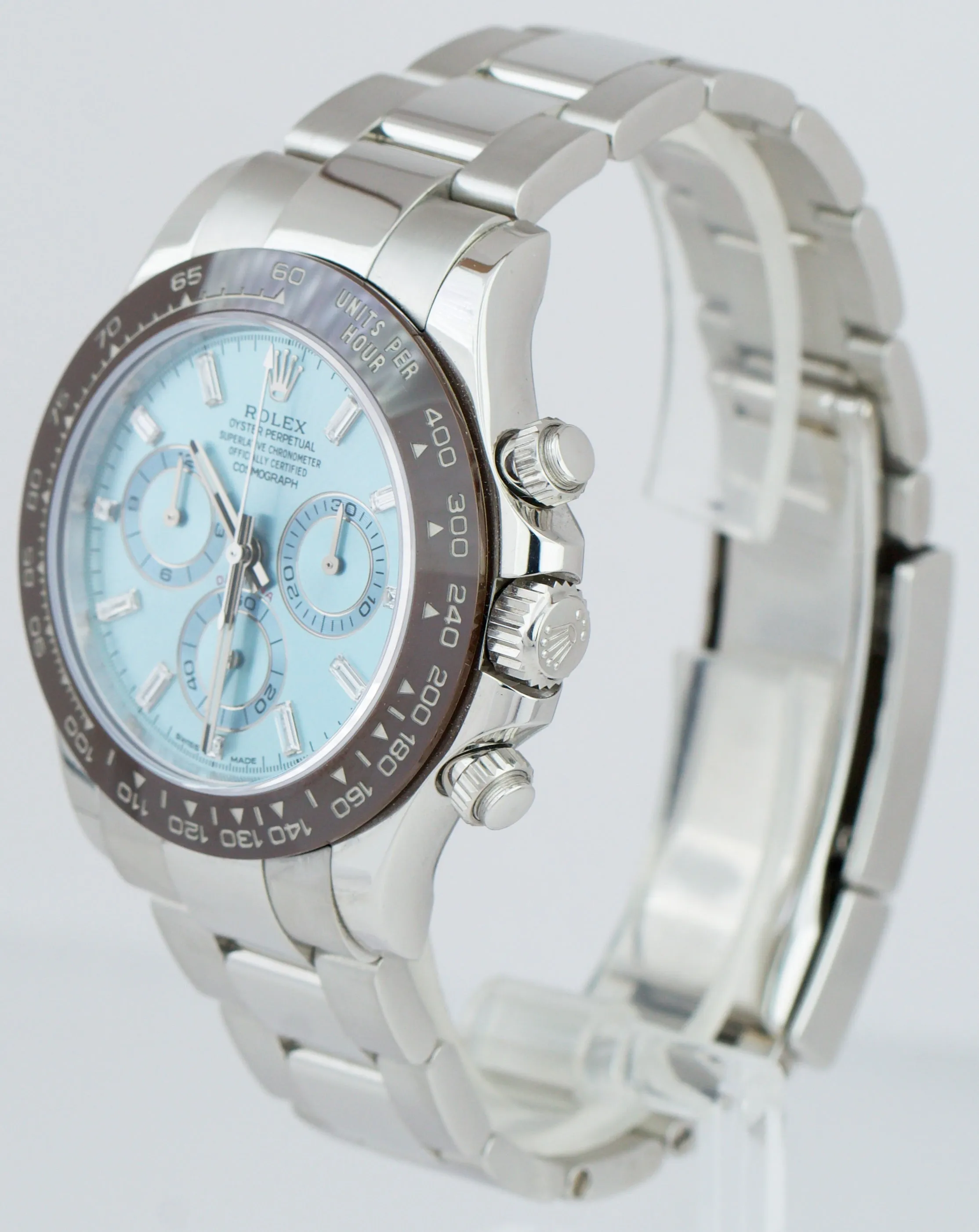 2019 Rolex Daytona Platinum Glacier ICE BAGUETTE DIAMOND DIAL Watch 116506