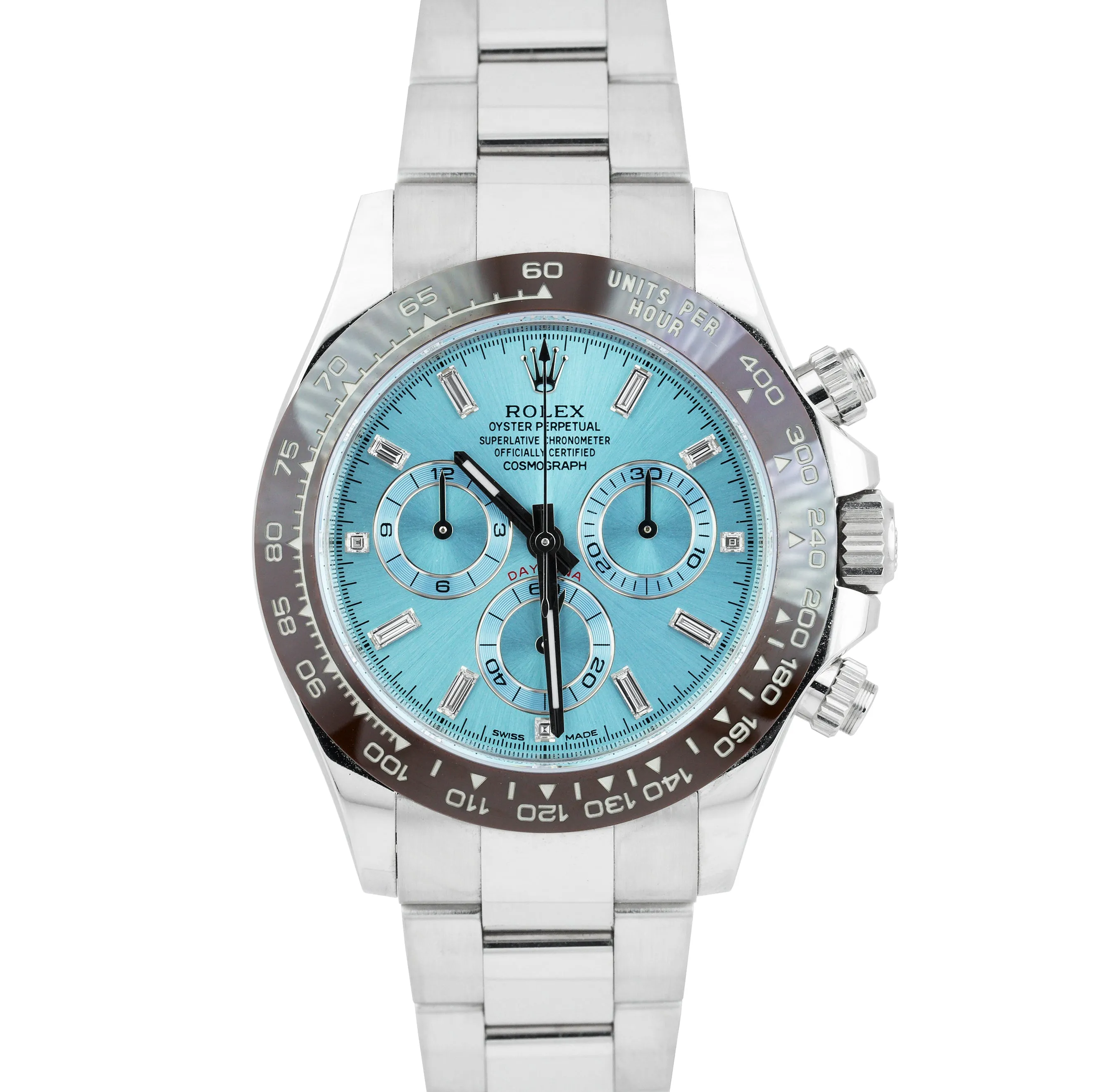 2019 Rolex Daytona Platinum Glacier ICE BAGUETTE DIAMOND DIAL Watch 116506
