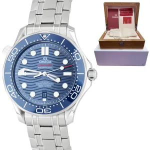 2020 MINT Omega Seamaster Diver 300M 42mm Blue Wave Watch 210.30.42.20.03.001