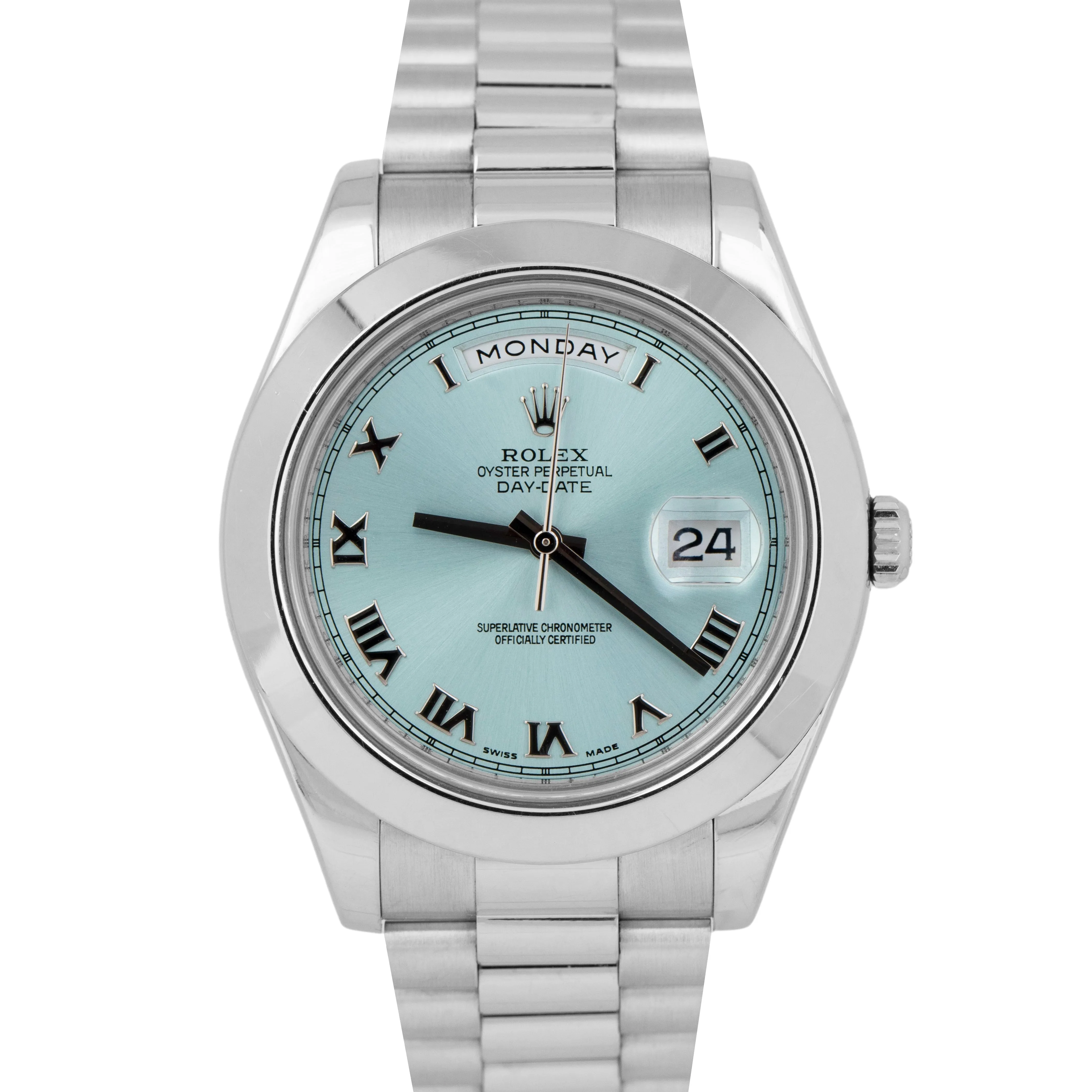 2021 NEW PAPERS UNPOL. Rolex Day-Date Presidential 36mm 950 Platinum 218206 BOX