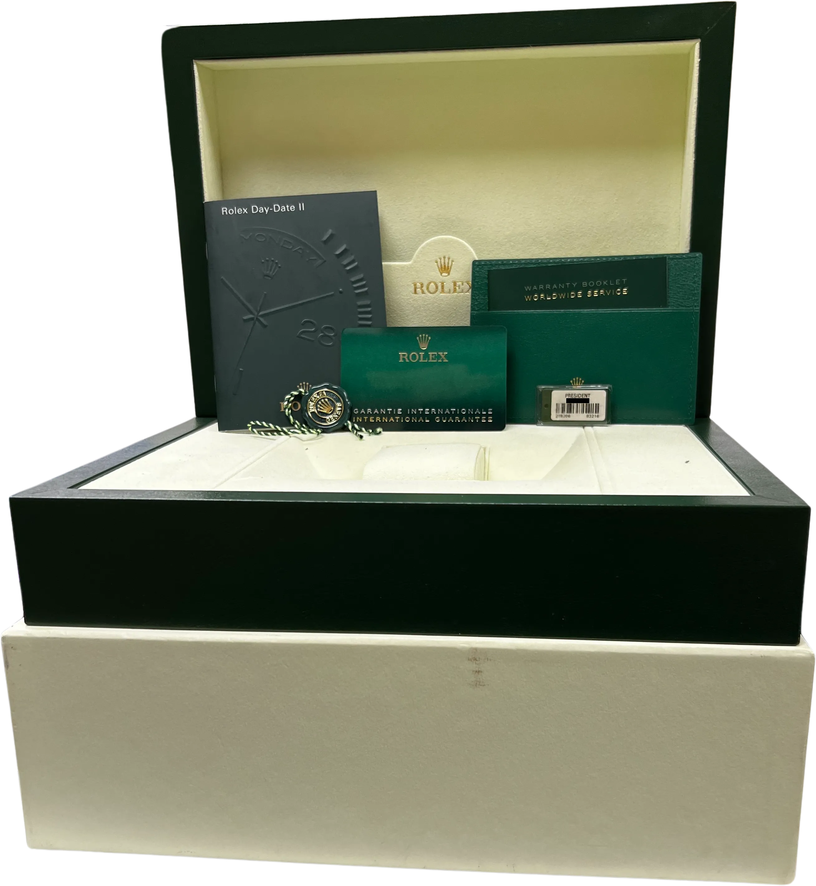 2021 NEW PAPERS UNPOL. Rolex Day-Date Presidential 36mm 950 Platinum 218206 BOX