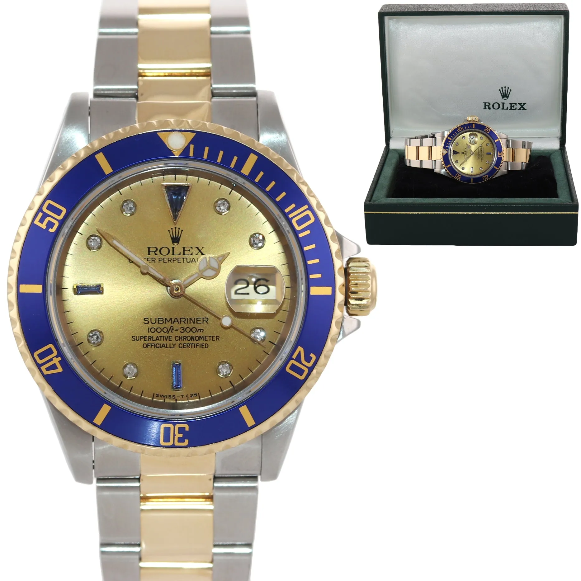 2021 SERVICE Rolex Submariner 16613 Two Tone Champagne Diamond Watch Box