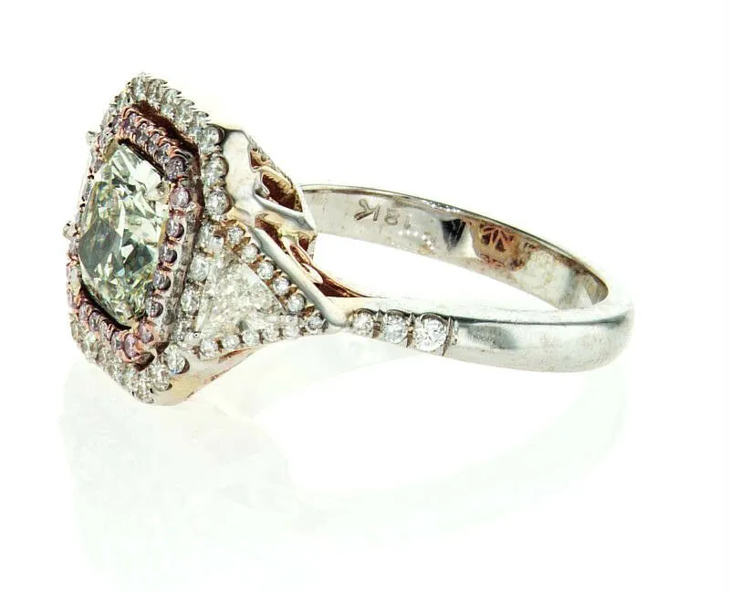 3CT Rare Natural Fancy GREEN PINK Color 18K Gold Diamond Ring GIA Certified