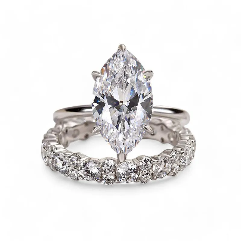 4.30 CT Marquise Cut Moissanite Diamond Engagement Ring Set