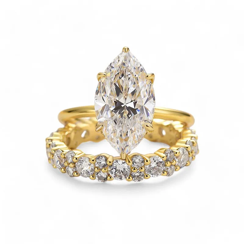4.30 CT Marquise Cut Moissanite Diamond Engagement Ring Set