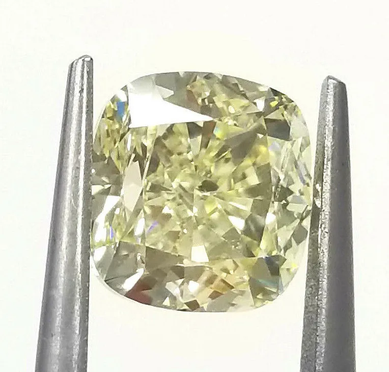 4CT Diamond VS1 Clarity Natural Yellow Color Cushion Cut 18K Ring GIA Certified